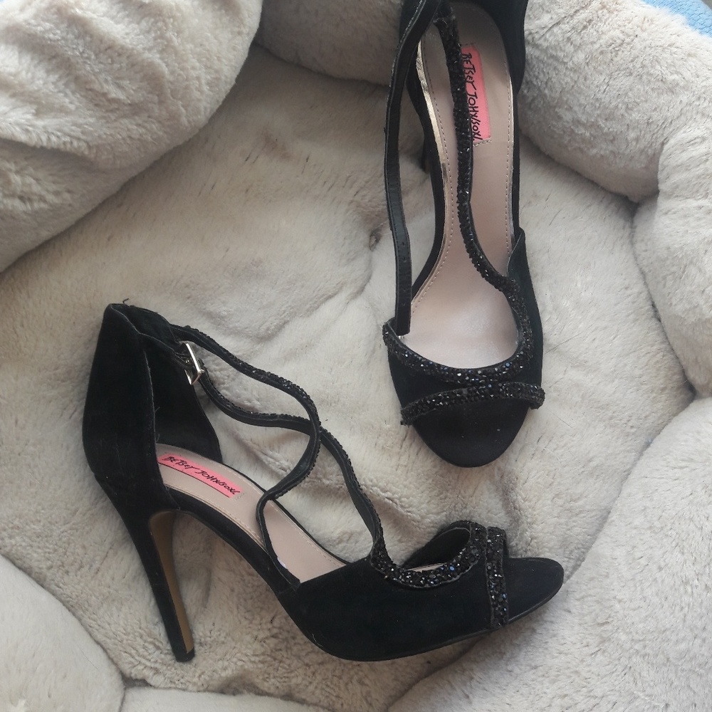 Betsey Johnson high heels sandals sequin sparkly